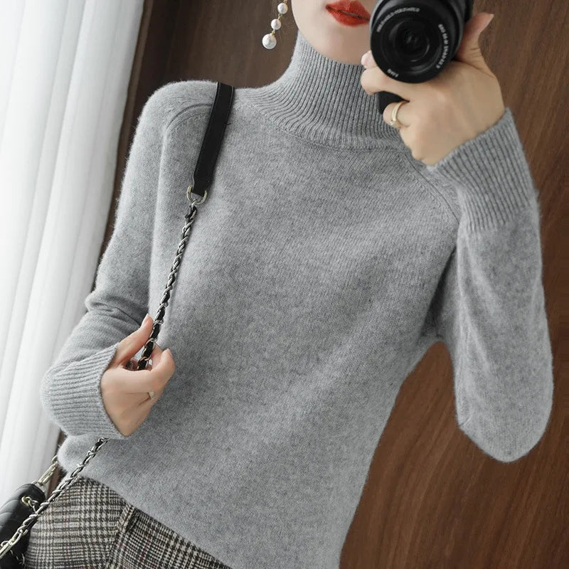 Women’s Thick Warm Turtleneck Sweater, Korean Style Knit Pullover 2025