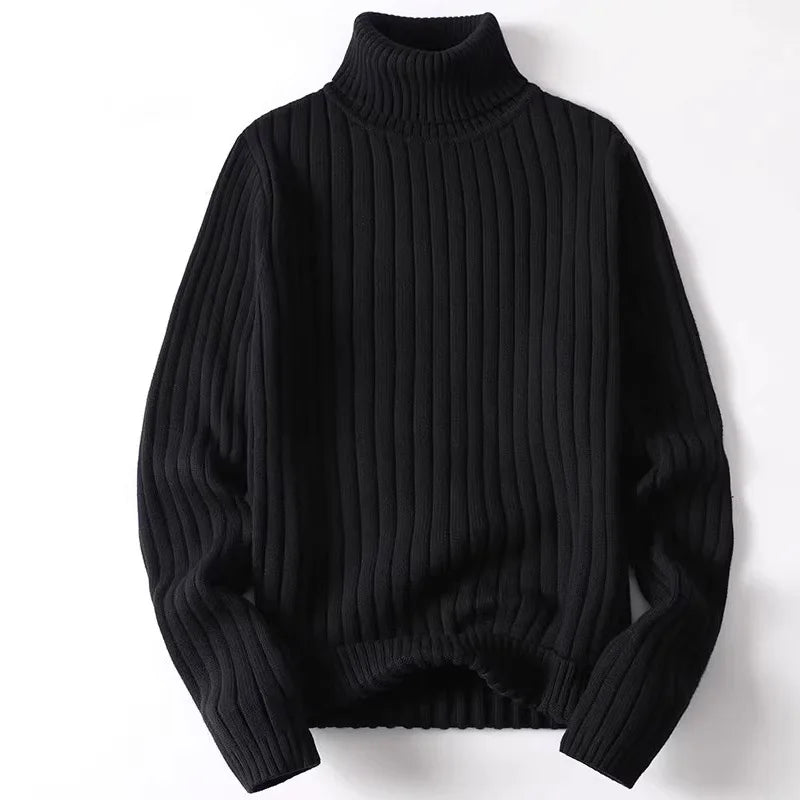 Men’s Thick Turtleneck Sweater, Solid Knit Plus Size 3XL–4XL Autumn Winter