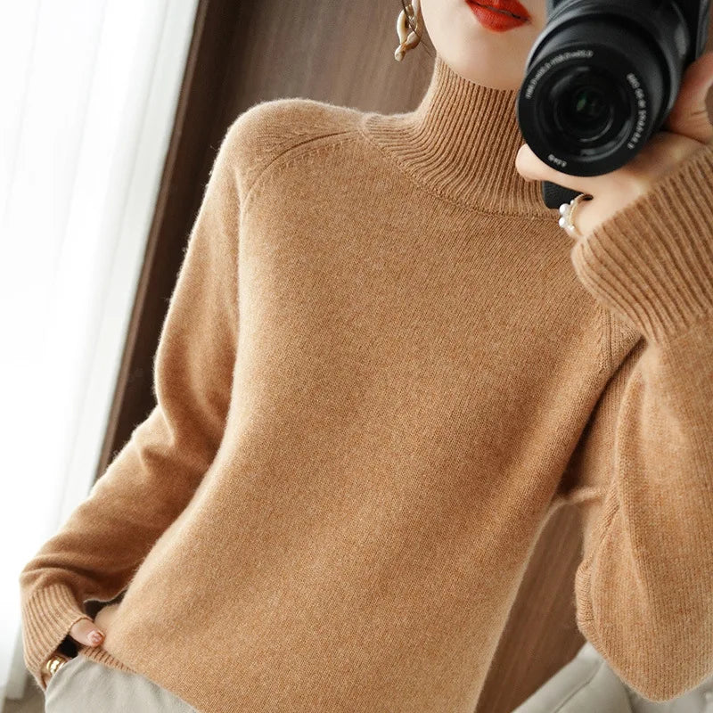 Women’s Thick Warm Turtleneck Sweater, Korean Style Knit Pullover 2025