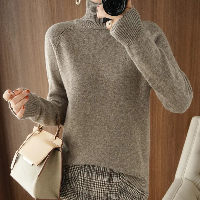 Women’s Thick Warm Turtleneck Sweater, Korean Style Knit Pullover 2025