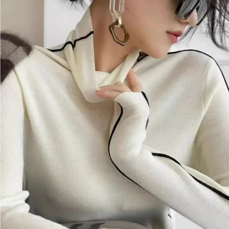 Women’s Slim Fit Turtleneck Sweater – Elegant Autumn Winter Knit Top