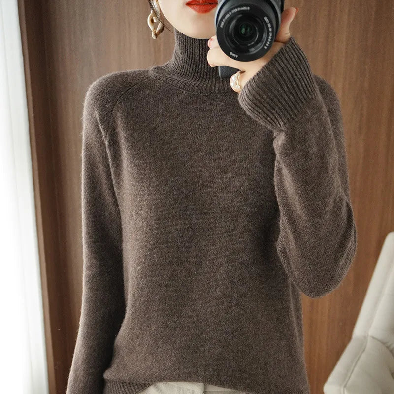 Women’s Thick Warm Turtleneck Sweater, Korean Style Knit Pullover 2025