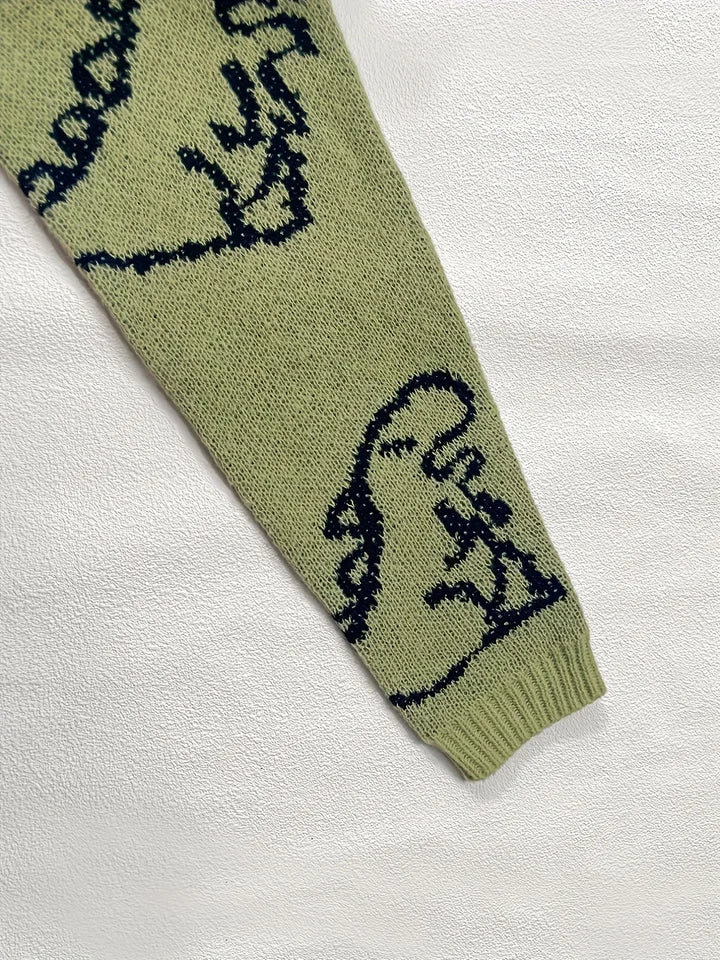 Oversized Dinosaur Knit Sweater for Women – Cozy Long Sleeve Pullover