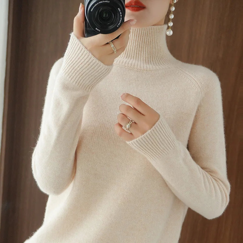 Women’s Thick Warm Turtleneck Sweater, Korean Style Knit Pullover 2025