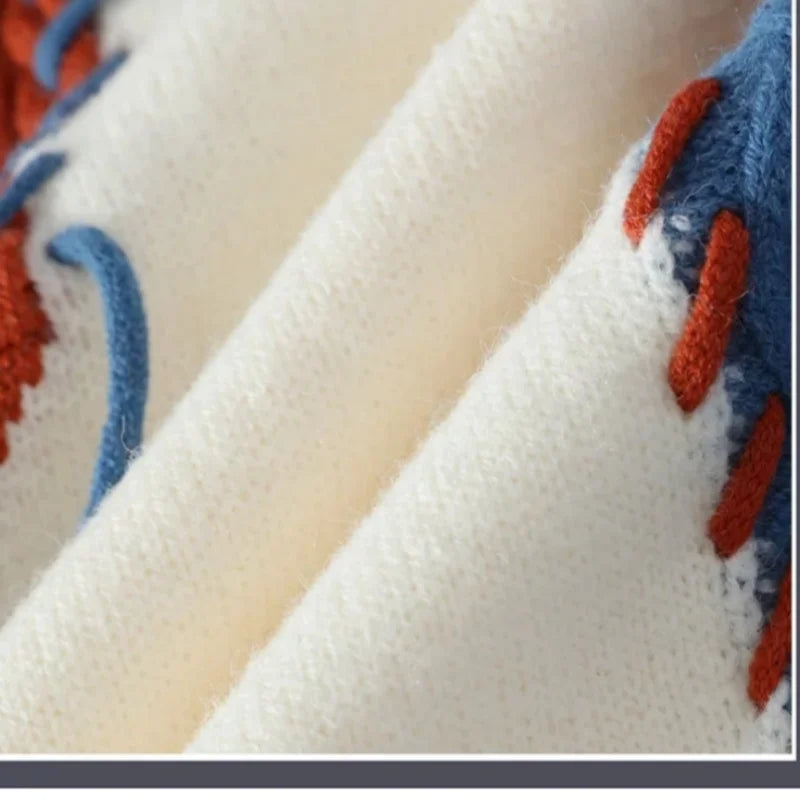 Men’s Patchwork Knit Sweater – Trendy Autumn Winter Streetwear 2025