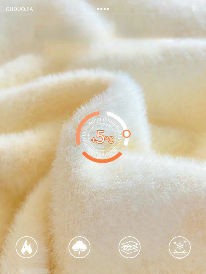 Women’s Retro Turtleneck Sweater, Velvet-Lined Thick Thermal Knit 2025