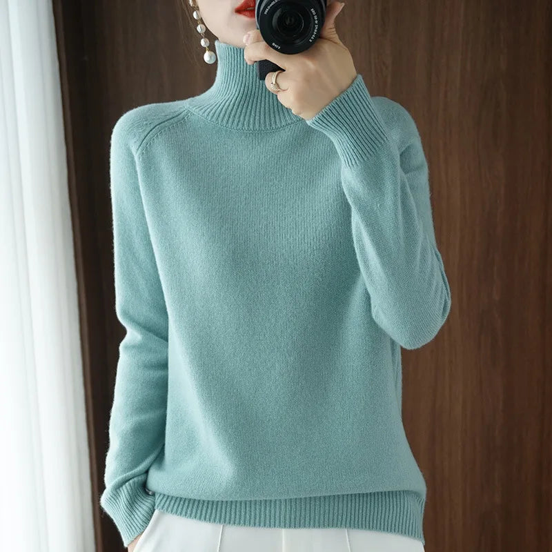 Women’s Thick Warm Turtleneck Sweater, Korean Style Knit Pullover 2025