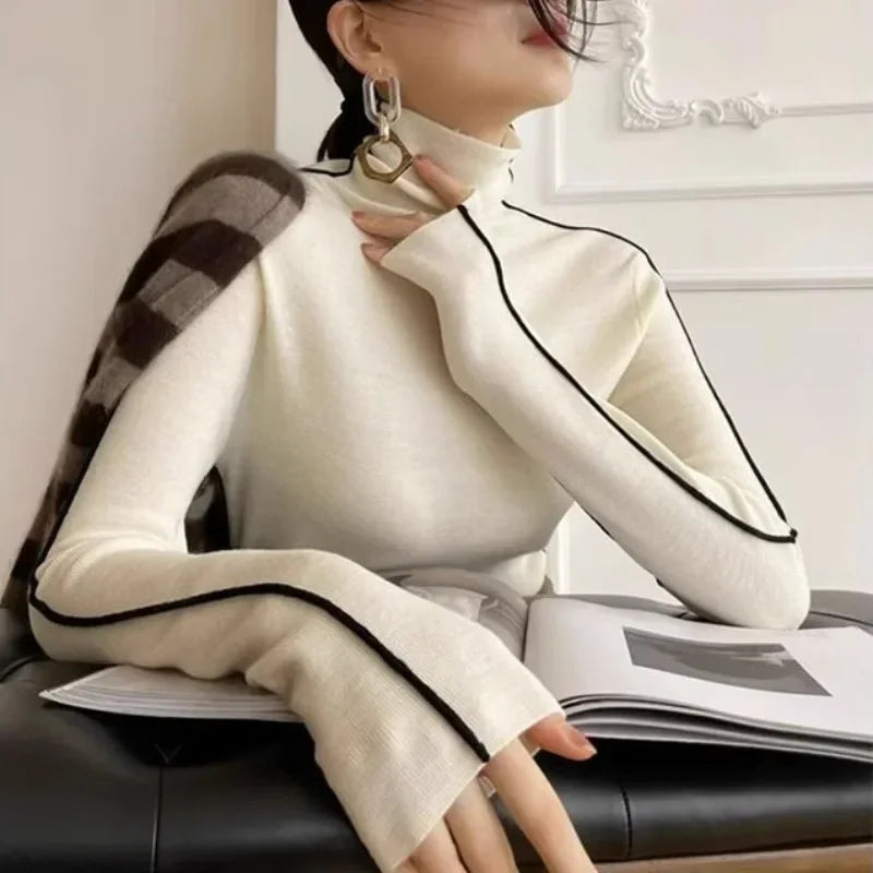 Women’s Slim Fit Turtleneck Sweater – Elegant Autumn Winter Knit Top