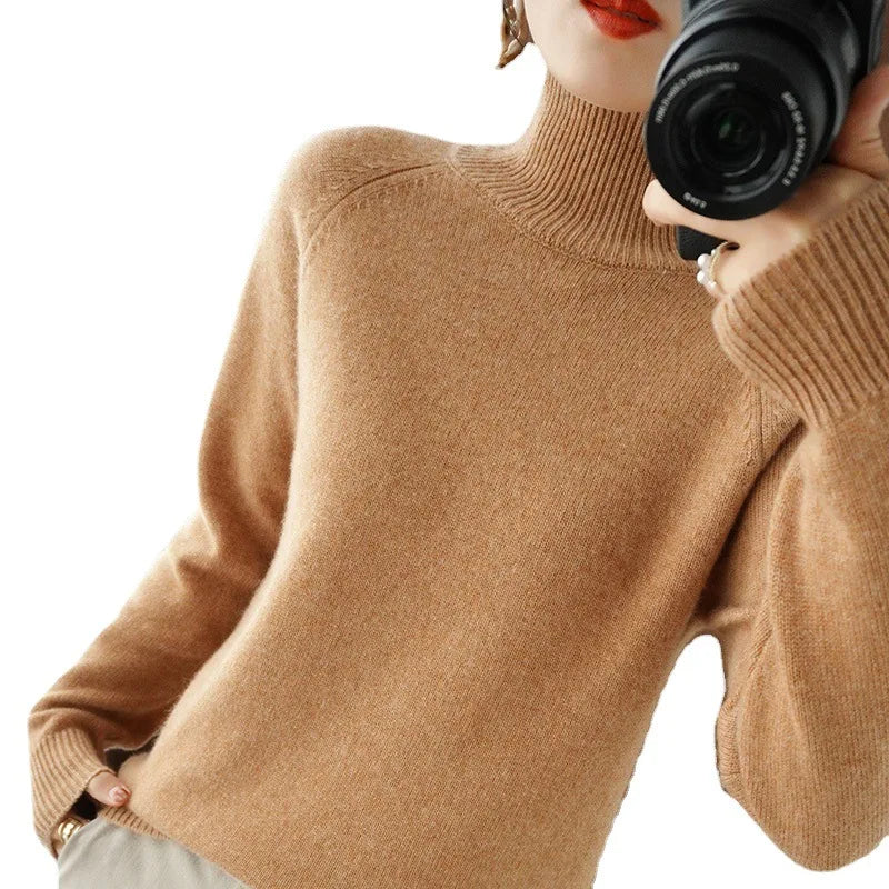 Women’s Thick Warm Turtleneck Sweater, Korean Style Knit Pullover 2025