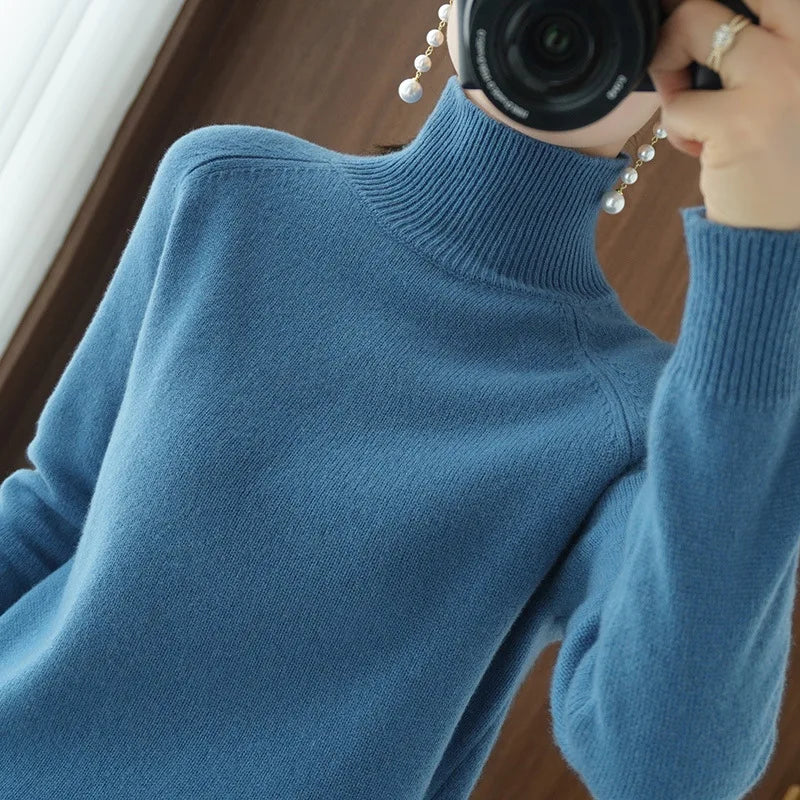 Women’s Thick Warm Turtleneck Sweater, Korean Style Knit Pullover 2025