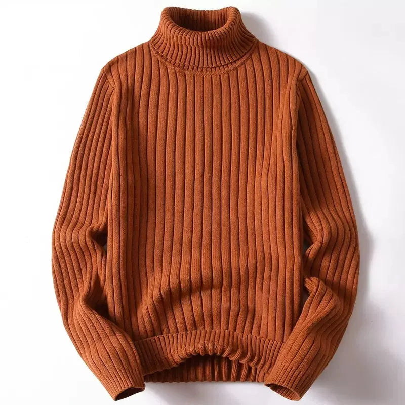Men’s Thick Turtleneck Sweater, Solid Knit Plus Size 3XL–4XL Autumn Winter