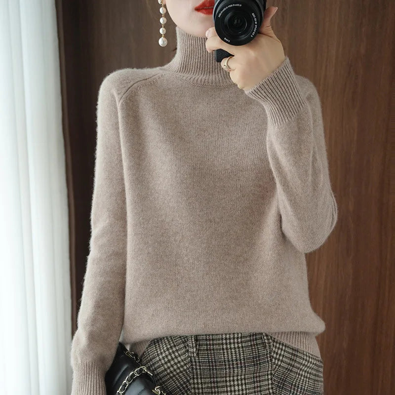 Women’s Thick Warm Turtleneck Sweater, Korean Style Knit Pullover 2025