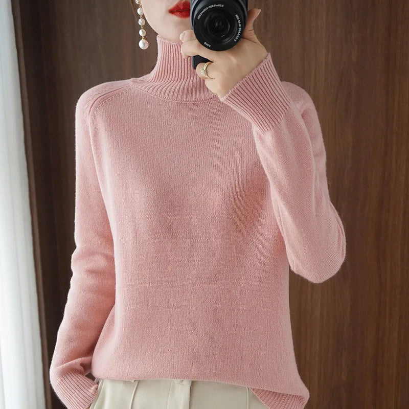 Women’s Thick Warm Turtleneck Sweater, Korean Style Knit Pullover 2025