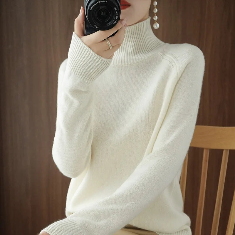Women’s Thick Warm Turtleneck Sweater, Korean Style Knit Pullover 2025