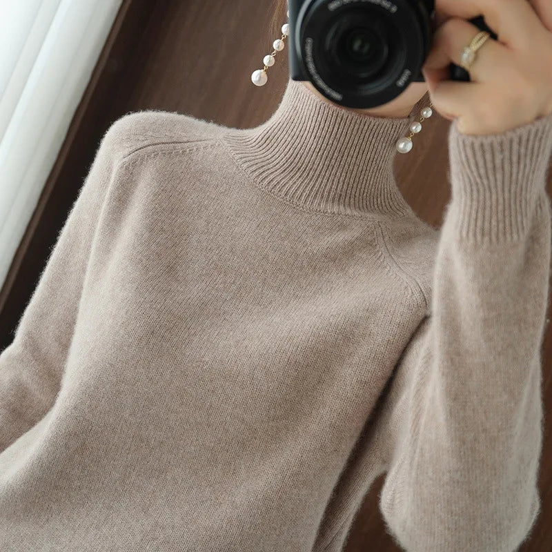 Women’s Thick Warm Turtleneck Sweater, Korean Style Knit Pullover 2025