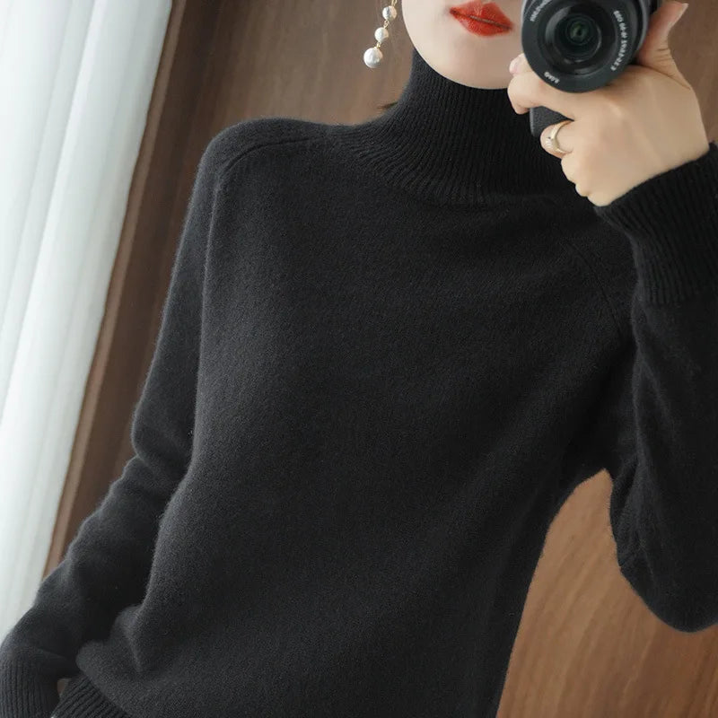 Women’s Thick Warm Turtleneck Sweater, Korean Style Knit Pullover 2025